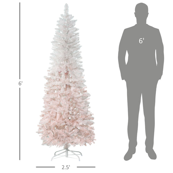 English Elm Christmas Slim Pencil Fir Artificial Tree with Ombre Pink Pvc Branches and Steel Base T3971P419786