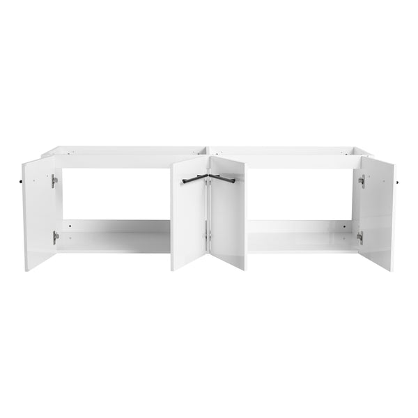 English Elm 60 Inch Wall-mounted Bathroom Vanity Cabinet with Soft-Close Doors, Eco Plywood, Scratch & Water-Resistant Finish Glossy White W999P208036