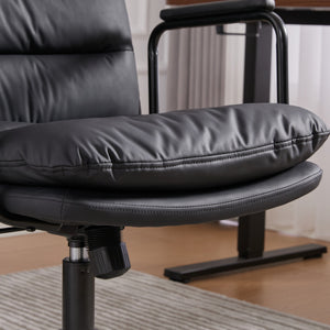 English Elm Office Mid Back Desk Chair with Double Sponge Cushion, Ergonomic Recline 40° and Wide Stable Base Black W1143P373974