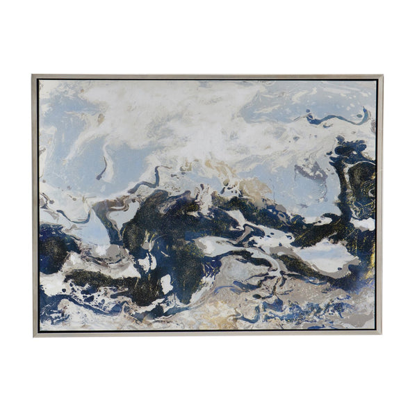 English Elm 47.2X35.4" Cerulean Seas Hand-Painted Wall Art - Stunning Ocean-Inspired Décor For Any Room W2078P313339