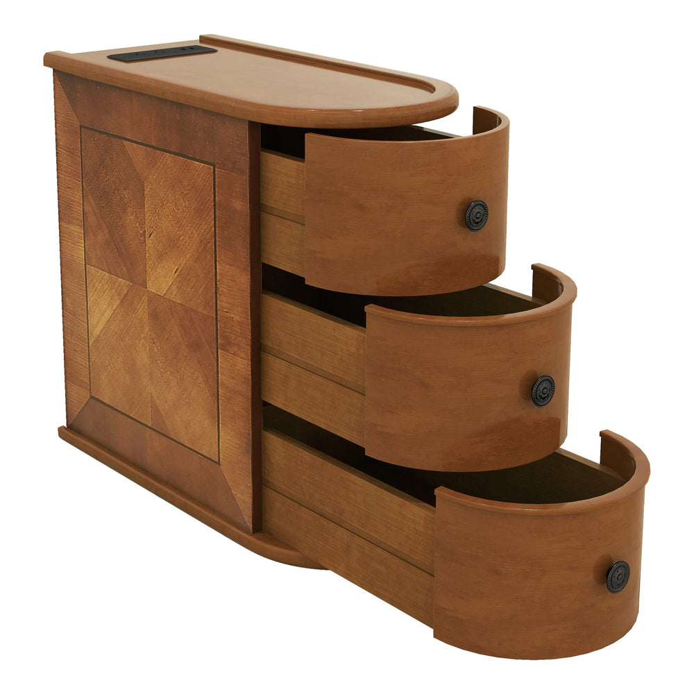 English Elm End Table With Charging Station – Stylish Sofa Side Table With Storage Drawers, Fully Assembled! W2593P289145