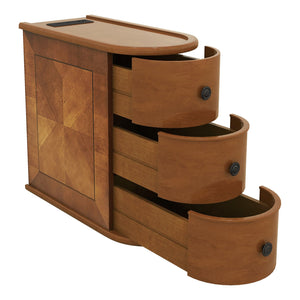 English Elm End Table With Charging Station – Stylish Sofa Side Table With Storage Drawers, Fully Assembled! W2593P289145