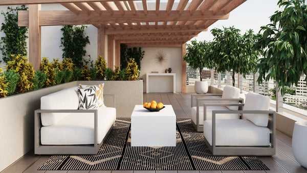 Sunpan Asana Hand-Woven Rug - Sustainable Black and Tan Medallion Design for Indoor and Outdoor Spaces 9' X 12'