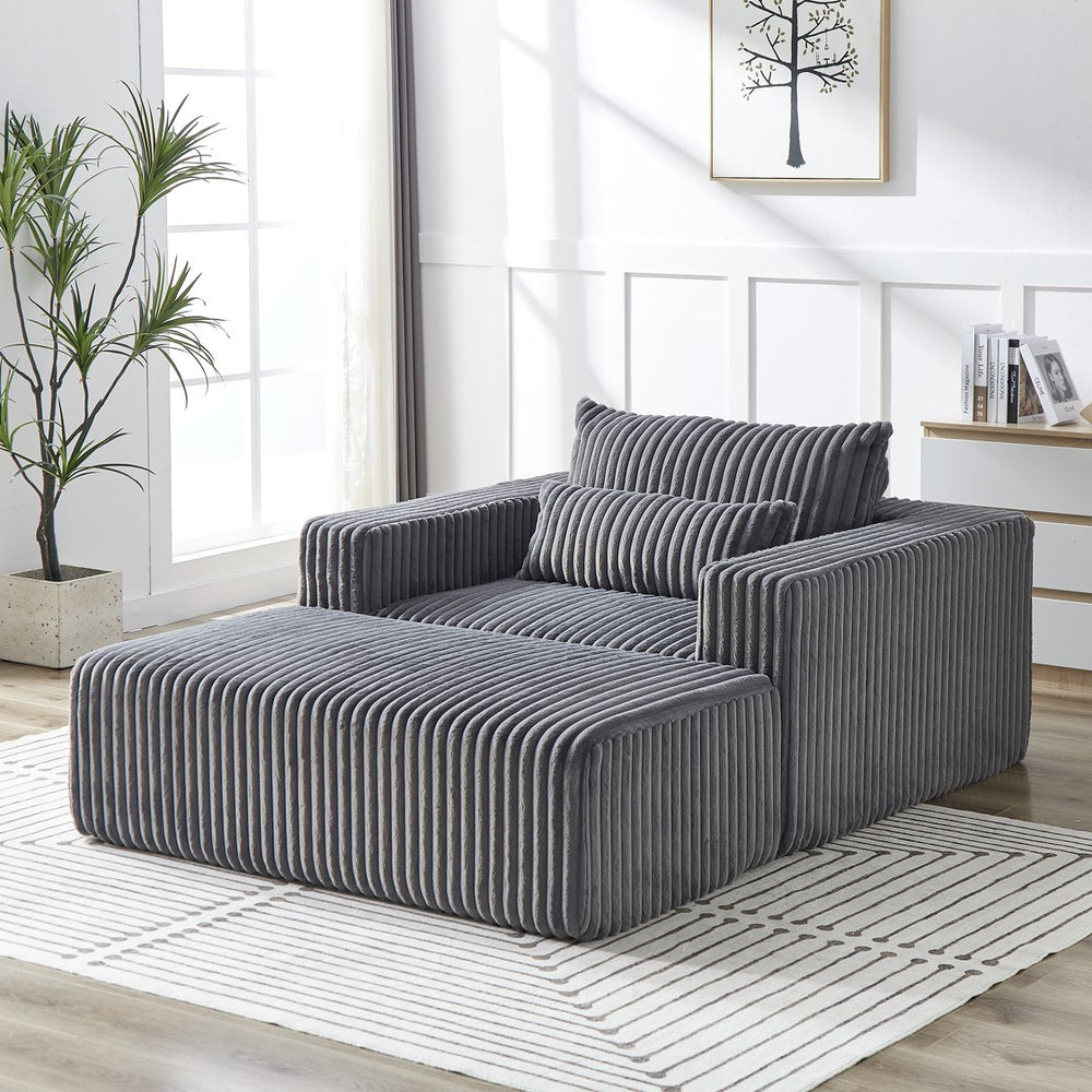 English Elm 75-Inch Corduroy Sponge Lounge Chair - Modern Sleeper Recliner With Footrest, No Assembly Needed! W834P206097