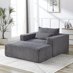 English Elm 75-Inch Corduroy Sponge Lounge Chair - Modern Sleeper Recliner With Footrest, No Assembly Needed! W834P206097