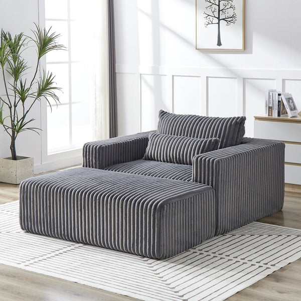 English Elm 75-Inch Corduroy Sponge Lounge Chair - Modern Sleeper Recliner With Footrest, No Assembly Needed! W834P206097