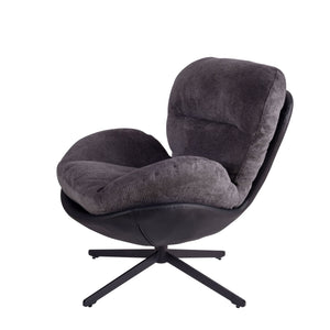 English Elm Christopher Knight Home® - 360° Swivel Office Chair Chenille and Faux Leather Accent with Metal Base, Ergonomic Plush Seating for Home and Office Black,Dark Gray N817P205024H