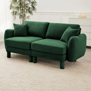 English Elm Boucle Fabric 2-Seater Loveseat Sofa With Shell-Shaped Armrests & Plush Cushions For Comfort W3041S00306