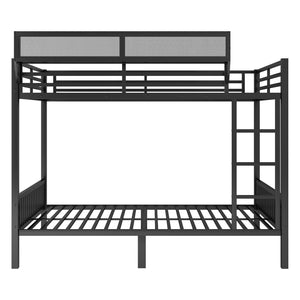 English Elm Queen Over Queen Metal Bunk Bed With Sturdy Ladder, Storage Shelf & Stylish Black Finish For Teens W2580S00043-GIGA