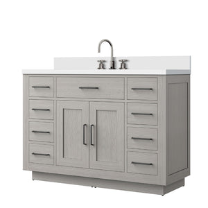 English Elm White Oak Single-Sink Vanity With Cultured Marble Top, Chrome Faucet, Soft-Close Features & Storage B2731P257727-GIGA
