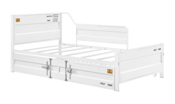 English Elm Cargo White Metal Daybed with Roll-Out Twin Trundle, Cargo Container Style, Recessed Panels, 330lb Capacity B2726P277135