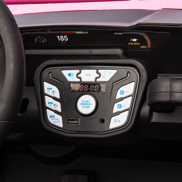 English Elm 24v Two Seater Kids Utv with Parental Remote Dual Motors Four Wheel Suspension Led Pink W1578P198434