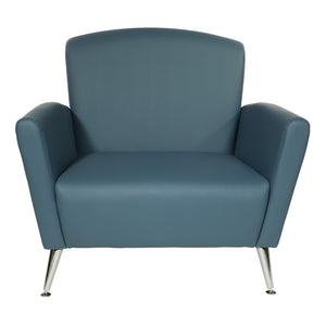 OSP Home Furnishings Club Chair with Antimicrobial Dillon Fabric and Chrome Legs for Modern Office Lounges Blue SL50551-R105