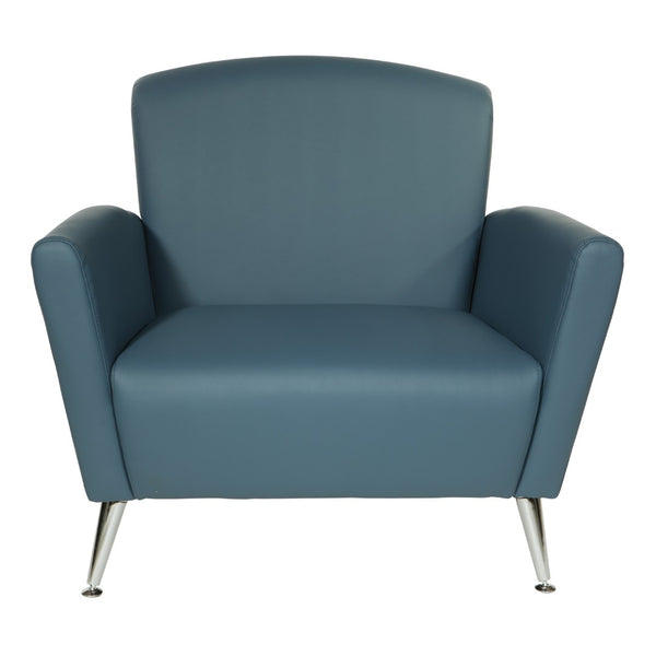 OSP Home Furnishings Club Chair with Antimicrobial Dillon Fabric and Chrome Legs for Modern Office Lounges Blue SL50551-R105