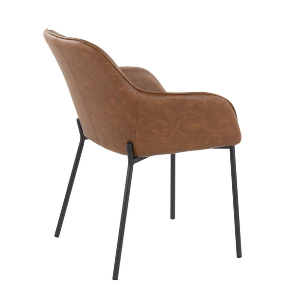 English Elm Daniella Contemporary Dining Chair Set Of 2 In Black Metal & Camel Faux Leather - Stylish Comfort! B202S01331