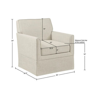 English Elm Slipcover Accent Armchair Cream with Black Wood Legs, Solid Frame, Foam Seat Cushion, 300 lb Capacity B035P262670