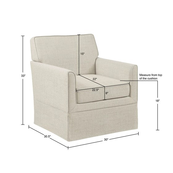 English Elm Slipcover Accent Armchair Cream with Black Wood Legs, Solid Frame, Foam Seat Cushion, 300 lb Capacity B035P262670