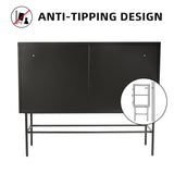 English Elm Retro Style Console Table Simple Modern Sideboard Storage Cabinet With Detachable Wide Shelves For Entryway Living Room Bathroom Dining Room Black (Old Sku:W68743731)