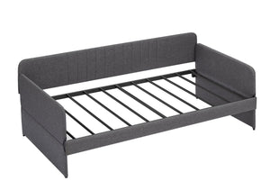 English Elm Daybed, Grey Metal Framed Sofa Bed with Twin Trundle, Durable Iron Frame, 6"-8" Mattress Fit, 78.4" W1162P214581