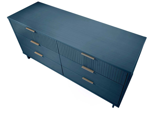 English Elm Granville 55" Dresser In Midnight Blue - Stylish 6-Drawer Storage With Glam Hardware & Modern Design B365S00089