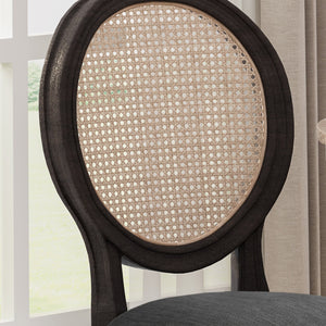 English Elm Christopher Knight Home® - DININGCHAIR Handcrafted Wicker & Fabric Dining Chair Set with Padded Seat, Rubberwood Frame Elegance Charcoal 65164.00CHAR