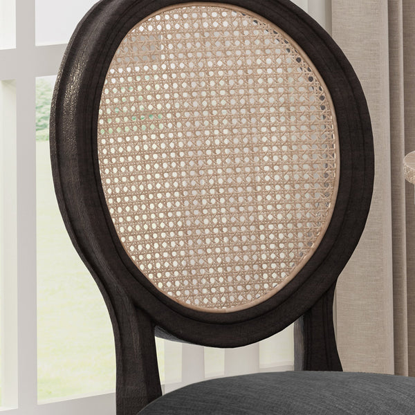 English Elm Christopher Knight Home® - DININGCHAIR Handcrafted Wicker & Fabric Dining Chair Set with Padded Seat, Rubberwood Frame Elegance Charcoal 65164.00CHAR