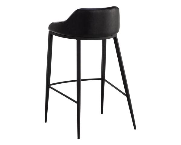 Sunpan Astra Barstool - Modern Design with Sleek Iron Legs and Comfortable Faux Leather Accent Seating Black / Nightfall Black