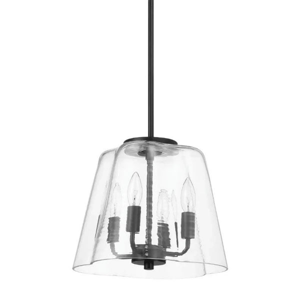 English Elm Soiree Four Light Candelabra Pendant Matte Black Frame with Clear Glass Shades B183P230895