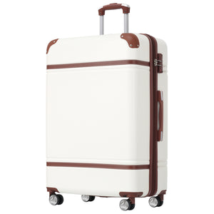English Elm Hardshell Abs Suitcase Set with Tsa Lock Spinner Wheels Expandable 28 Inch Travel White N732P193485K