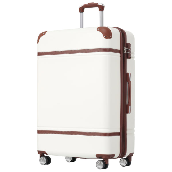 English Elm Hardshell Abs Suitcase Set with Tsa Lock Spinner Wheels Expandable 28 Inch Travel White N732P193485K