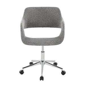 English Elm Margarite Modern Task Chair: Grey Fabric With Chrome Accents, Ergonomic Support For Home Offices B202P223908