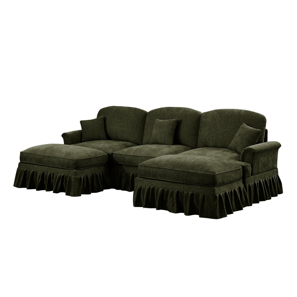 English Elm Classic Comfy Modular U-Shape Sectional Sofa - Elegant Chenille Couch With Flared Arms & Versatile Design W3041S00268
