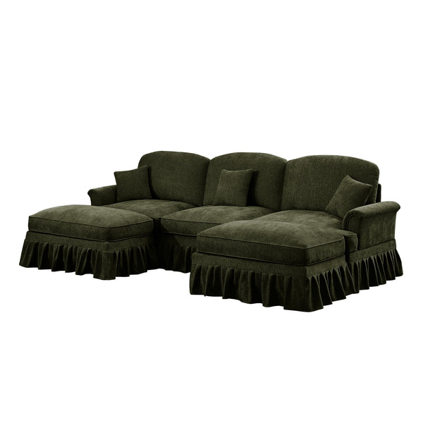 English Elm Classic Comfy Modular U-Shape Sectional Sofa - Elegant Chenille Couch With Flared Arms & Versatile Design W3041S00268