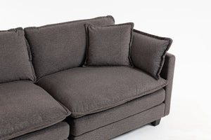 English Elm Modern Chenille Sectional Sofa with Chaise Lounge Solid Wood Frame Living Room Seating Antique Grey W2530P463107