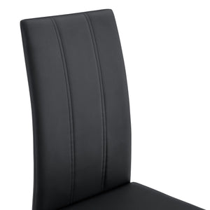 English Elm 4-pack Pu High-back Dining Chairs with Powder-coated Metal Legs for Modern Kitchens Black W3875P372872