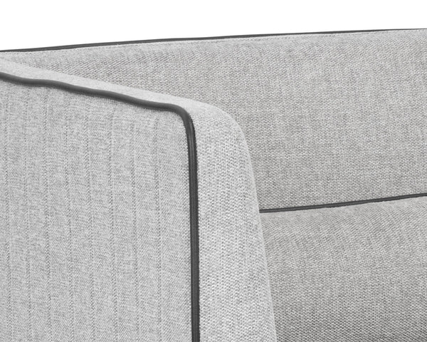 Sunpan Batavia Armchair - Bold Design with Channel Tufting, Sleek Piping, and a Stylish Bronze Base Belfast Heather Grey