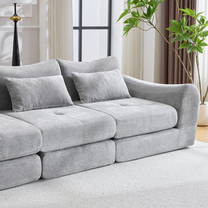 English Elm Modular Cloud Sectional Sofa Bed with Flannelette Upholstery for Flexible Living Grey W1829S00076