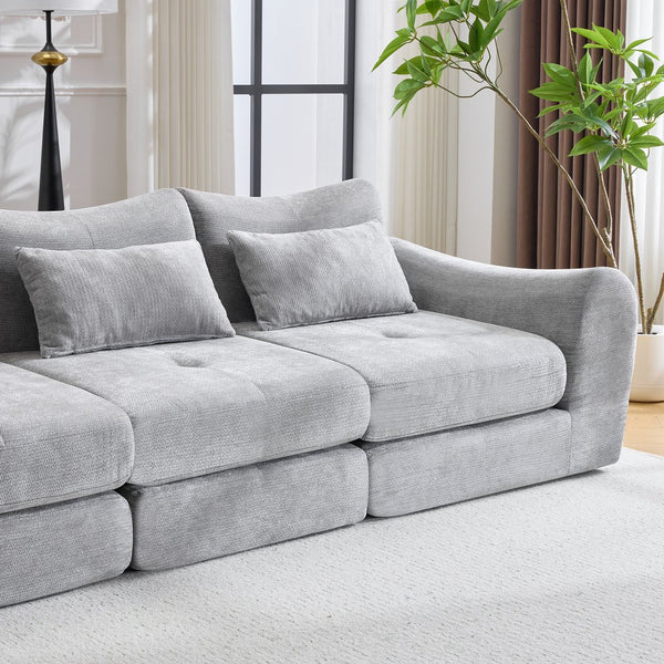 English Elm Modular Cloud Sectional Sofa Bed with Flannelette Upholstery for Flexible Living Grey W1829S00076