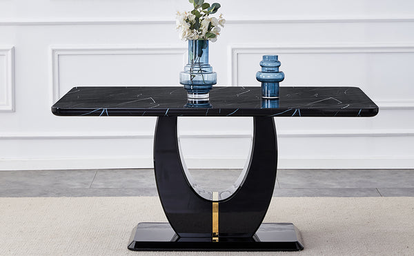 English Elm Modern modern simple luxury rectangular coffee table with sturdy base, easy-clean MDF, versatile use Black W1151S01395