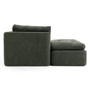 English Elm Modern Chenille Cloud Sectional with Ottoman Deep Sink Modular L Shaped Living Room Sofa Blackish Green W2379S00002