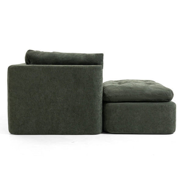 English Elm Modern Chenille Cloud Sectional with Ottoman Deep Sink Modular L Shaped Living Room Sofa Blackish Green W2379S00002