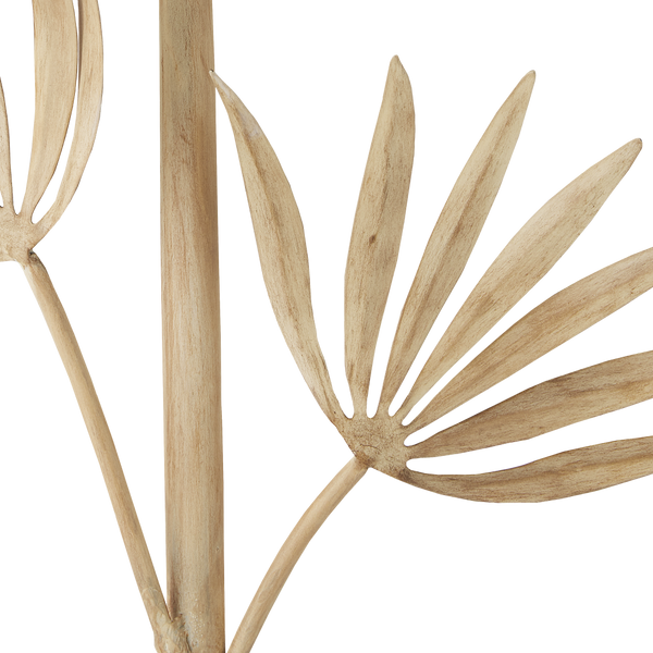 Calliope Nature-Inspired Coco Cream Wall Sconce with Elegant White Shade, Artisan Crafted Design