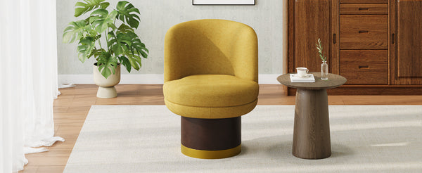 English Elm 360°swivel Chenille Barrel Chair Mid-century Round Seat for Living Room or Bedroom N763P331762L