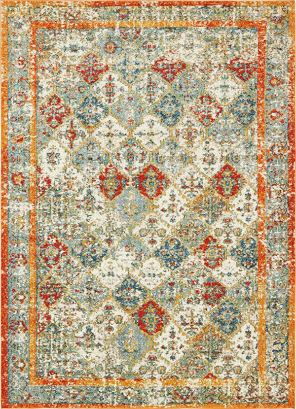 Unique Loom Rosso Gabrieli Machine Made Geometric Rug Beige, Blue/Gray/Ivory/Navy Blue/Orange/Red 9' 0" x 12' 2"