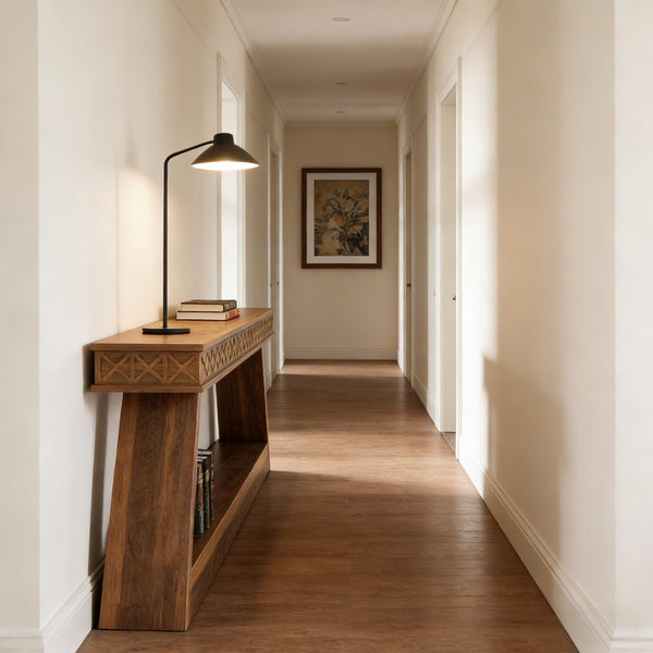 English Elm Hall Console Table Industrial Rustic Two Tier Wood Tone Metal Frame Entryway Sofa T3971P451575