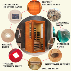English Elm Sauna Room Front Wall Replacement Assembly with Full Glass Door for One Person Unit W3973P491778
