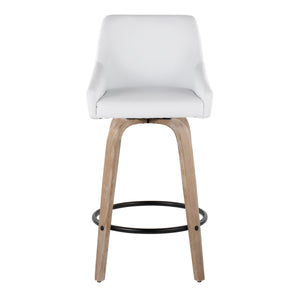 English Elm 26" Swivel Counter Stools Set of 2 Faux Leather Gold Accents Whitewashed Wood B202S01836