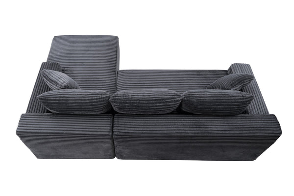 English Elm 94.5" Jumbo Corduroy Cloud Sectional Deep Seat L-shape Couch for Living Room W5515P479905