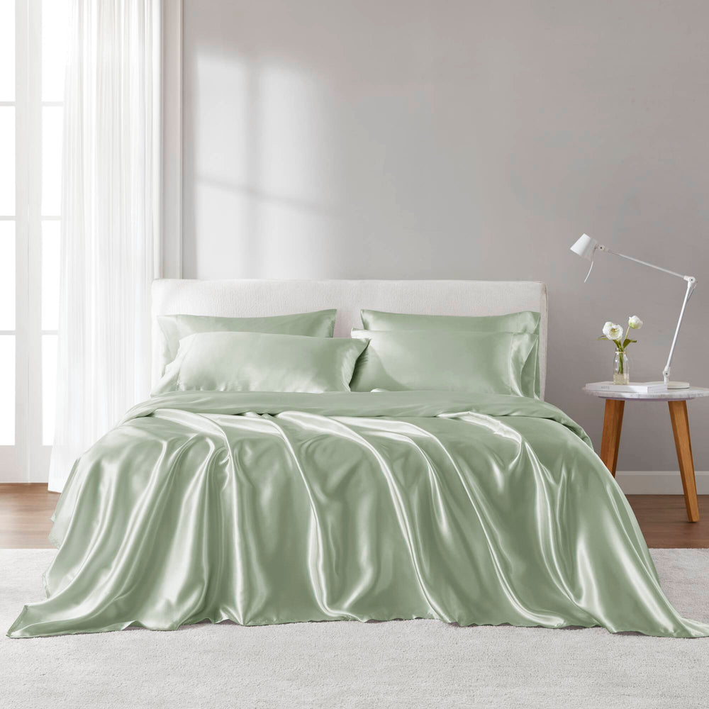 English Elm 6 Luxury Queen Sheet Set Satin 100% Polyester 90GSM Smooth Wrinkle-Resistant Deep Pocket Bedding Sage 11.81 L x 9.84 W x 3.94 H B035P319700