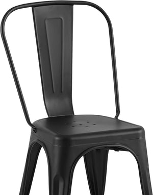 English Elm 2pc Industrial Metal Dining Chairs Stackable High Gloss Set for Kitchen or Modern Matte Black B011P238552